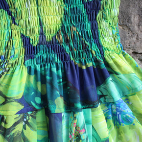 Falda larga de gasa en tonos verde - RIO